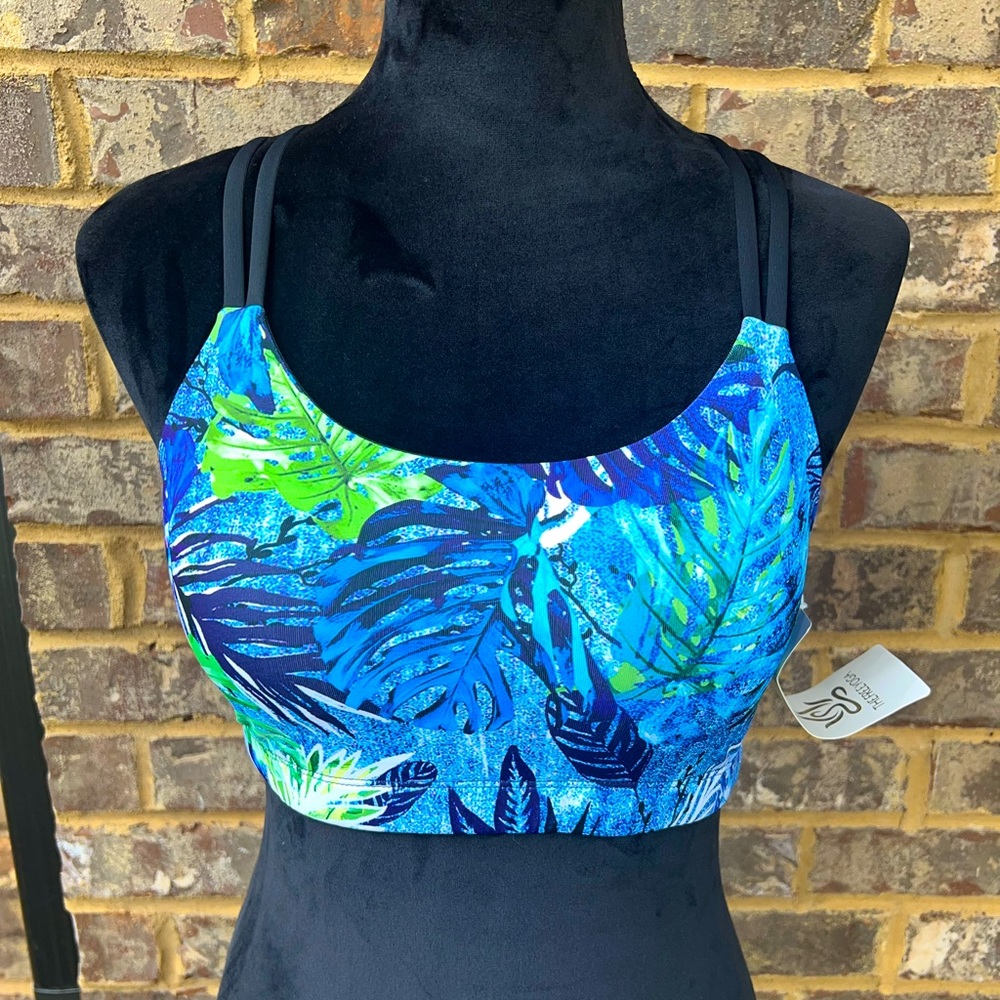The Free Yoga Swim Top Women’s Large - Layered Palms - Stappy Cross Back Bikini
